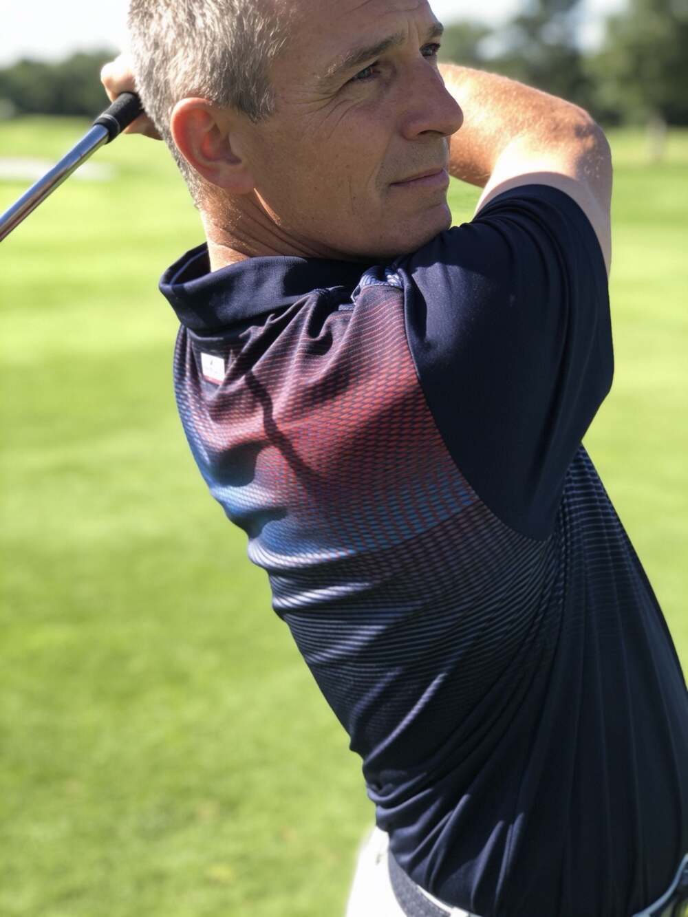 Grand Slam Performance Men's Geometric Fade Short Sleeve Golf Polo Shirt